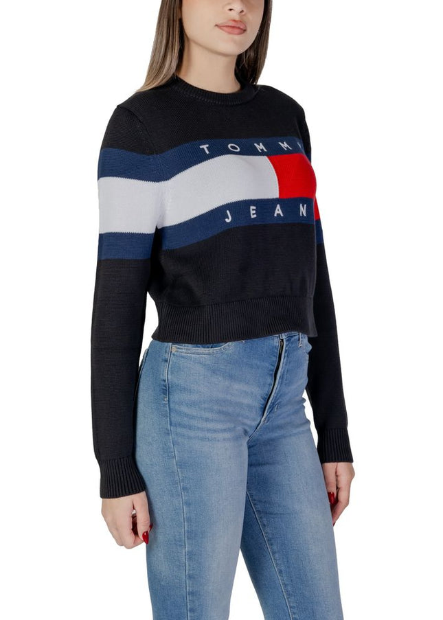 Tommy Hilfiger Jeans Black Cotton Rigenerato Tops & T-Shirt