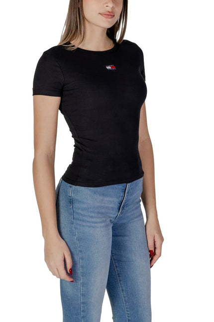 Tommy Hilfiger Jeans Black Cotton Rigenerato Tops & T-Shirt