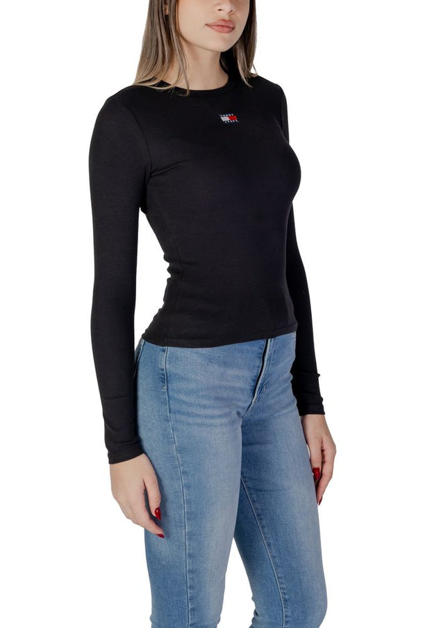 Tommy Hilfiger Jeans Black Cotton Rigenerato Tops & T-Shirt