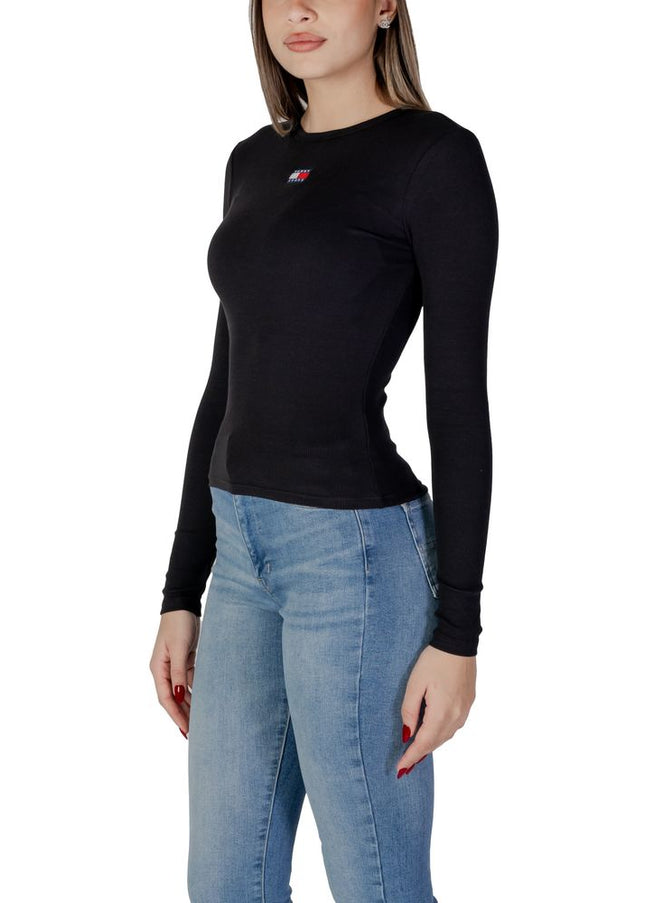 Tommy Hilfiger Jeans Black Cotton Rigenerato Tops & T-Shirt