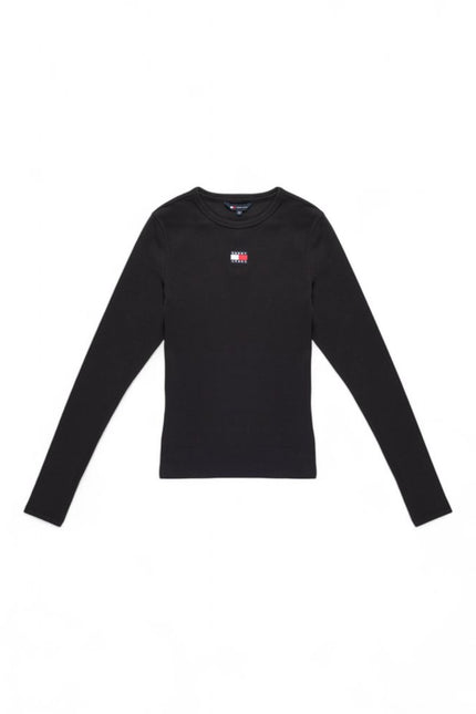 Tommy Hilfiger Jeans Black Cotton Rigenerato Tops & T-Shirt