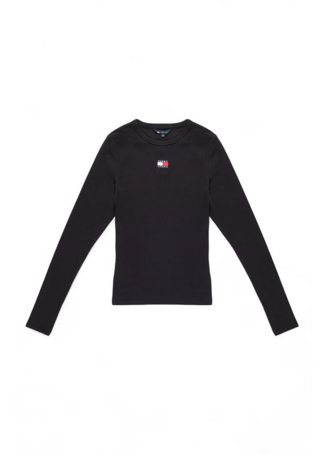 Tommy Hilfiger Jeans Black Cotton Rigenerato Tops & T-Shirt