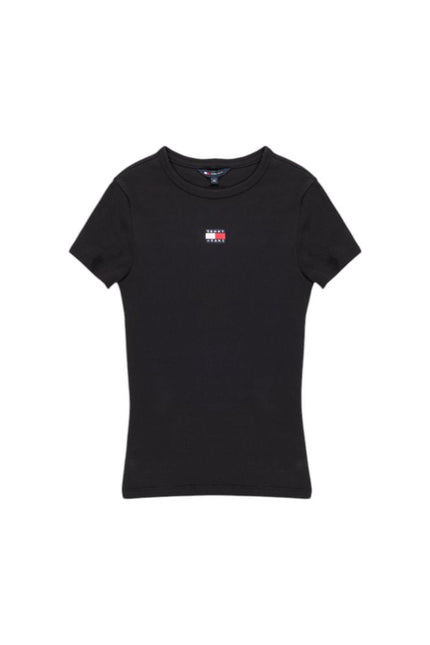 Tommy Hilfiger Jeans Black Cotton Rigenerato Tops & T-Shirt