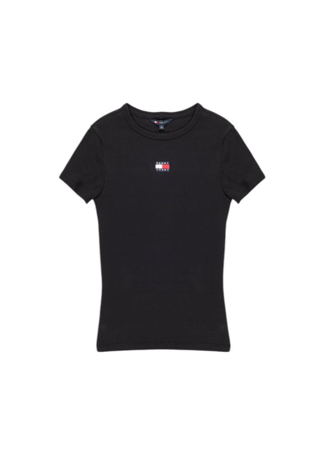 Tommy Hilfiger Jeans Black Cotton Rigenerato Tops & T-Shirt