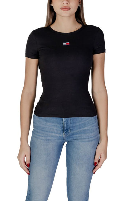 Tommy Hilfiger Jeans Black Cotton Rigenerato Tops & T-Shirt