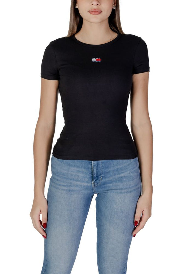 Tommy Hilfiger Jeans Black Cotton Rigenerato Tops & T-Shirt