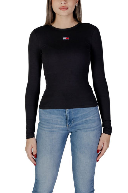 Tommy Hilfiger Jeans Black Cotton Rigenerato Tops & T-Shirt