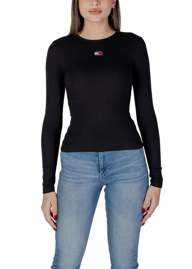 Tommy Hilfiger Jeans Black Cotton Rigenerato Tops & T-Shirt