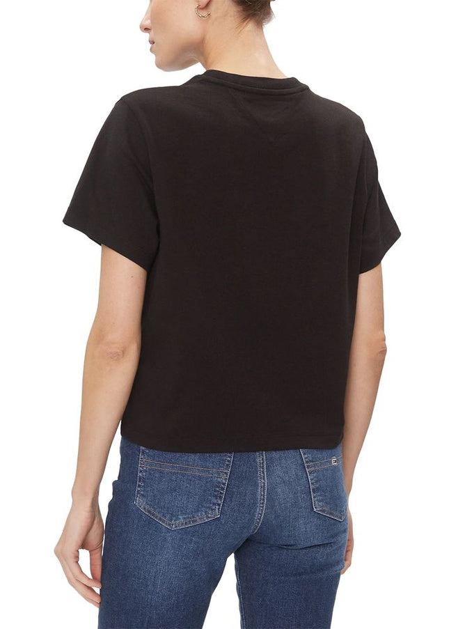 Tommy Hilfiger Jeans Black Recycled Cotton Tops & T-Shirt