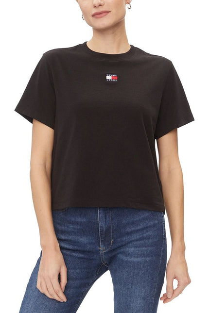 Tommy Hilfiger Jeans Black Recycled Cotton Tops & T-Shirt