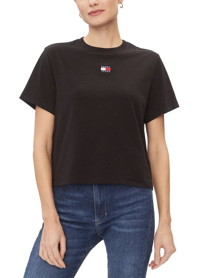 Tommy Hilfiger Jeans Black Recycled Cotton Tops & T-Shirt