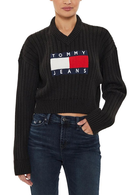 Tommy Hilfiger Jeans Black Recycled Polyester Sweater