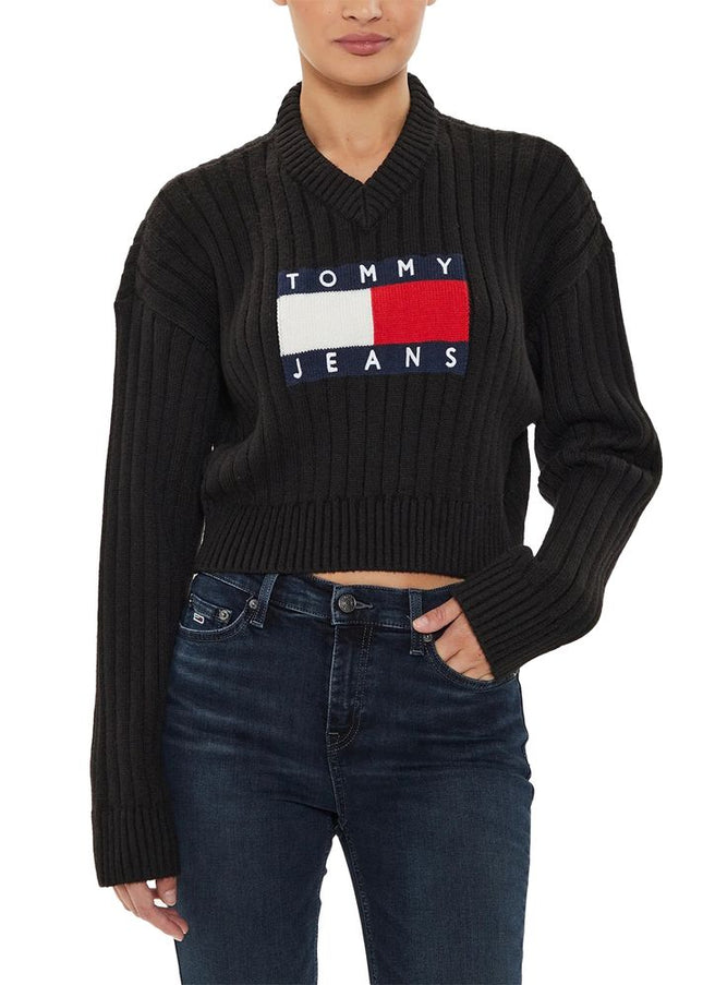 Tommy Hilfiger Jeans Black Recycled Polyester Sweater