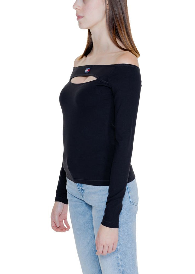 Tommy Hilfiger Jeans Black Sustainable Viscose Tops & T-Shirt