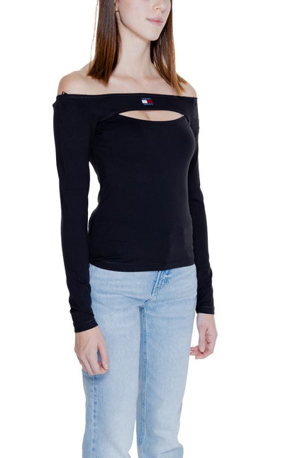 Tommy Hilfiger Jeans Black Sustainable Viscose Tops & T-Shirt