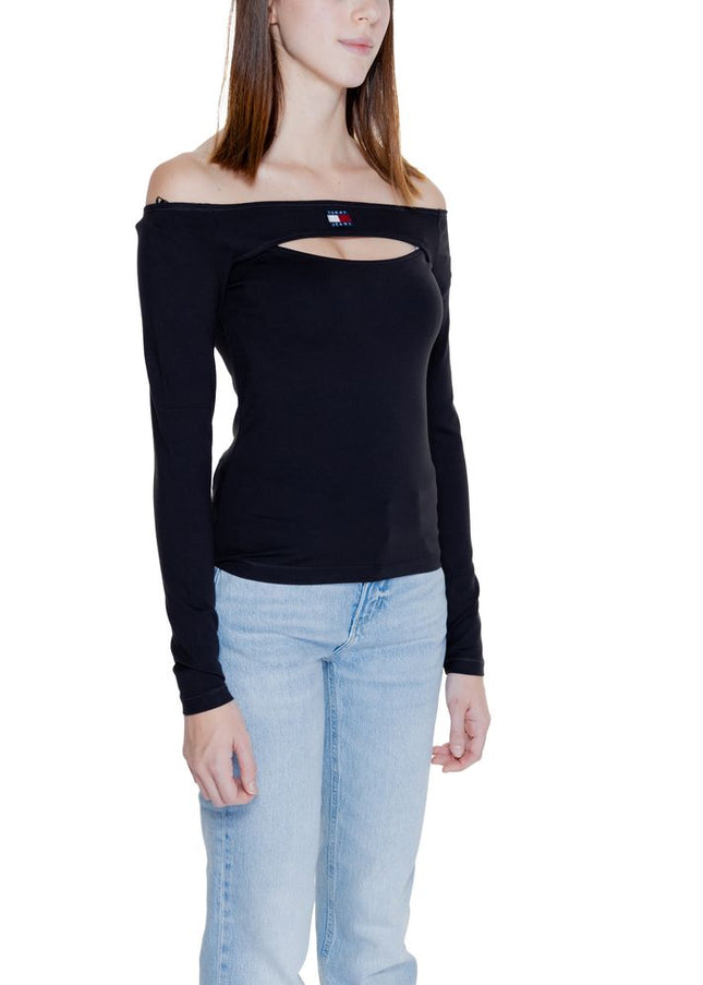 Tommy Hilfiger Jeans Black Sustainable Viscose Tops & T-Shirt