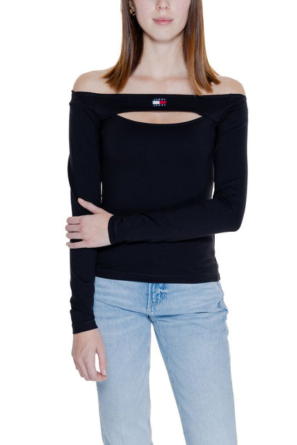 Tommy Hilfiger Jeans Black Sustainable Viscose Tops & T-Shirt