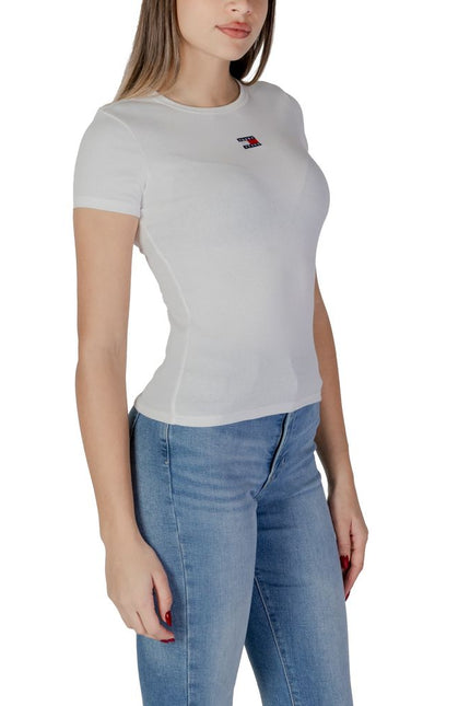 Tommy Hilfiger Jeans Cream Cotton Rigenerato Tops & T-Shirt