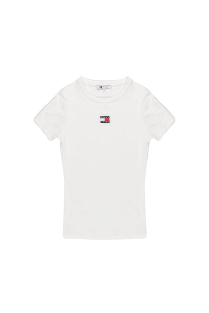 Tommy Hilfiger Jeans Cream Cotton Rigenerato Tops & T-Shirt