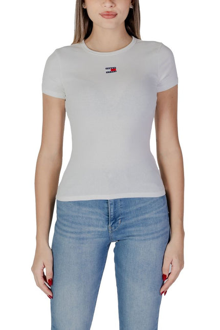 Tommy Hilfiger Jeans Cream Cotton Rigenerato Tops & T-Shirt