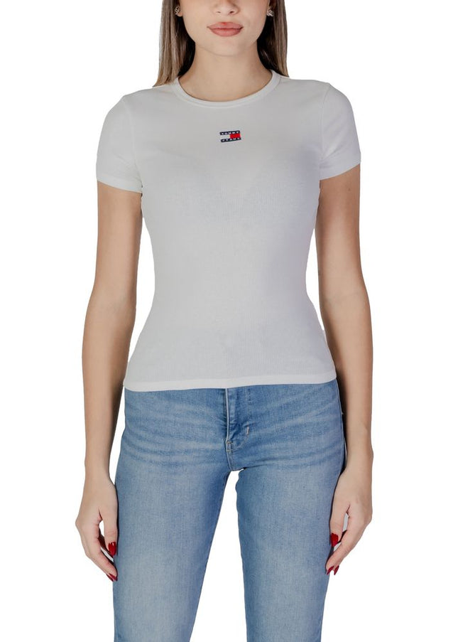 Tommy Hilfiger Jeans Cream Cotton Rigenerato Tops & T-Shirt