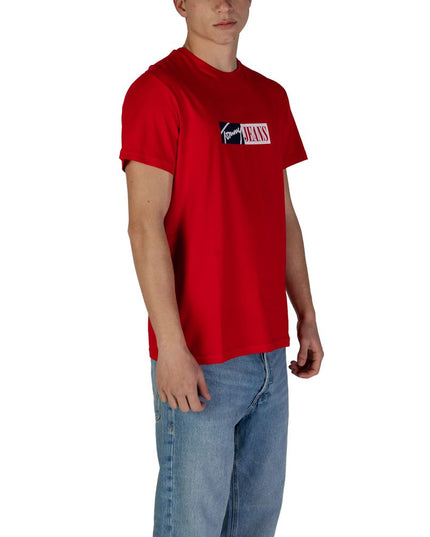 Tommy Hilfiger Jeans Red Cotton Rigenerato T-Shirt