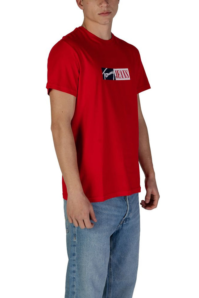 Tommy Hilfiger Jeans Red Cotton Rigenerato T-Shirt