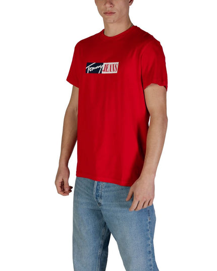 Tommy Hilfiger Jeans Red Cotton Rigenerato T-Shirt