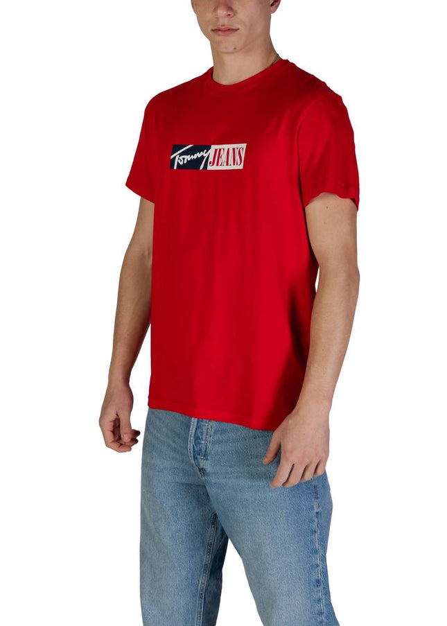 Tommy Hilfiger Jeans Red Cotton Rigenerato T-Shirt