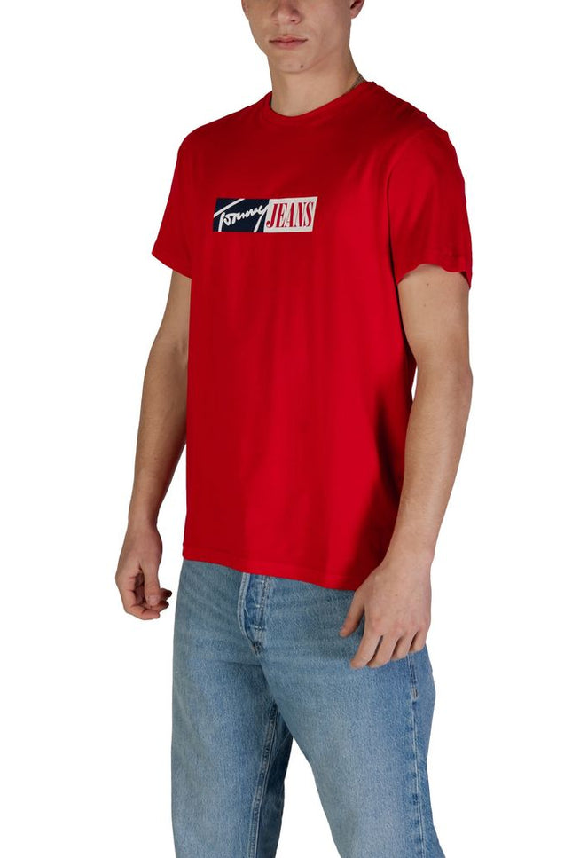 Tommy Hilfiger Jeans Red Cotton Rigenerato T-Shirt