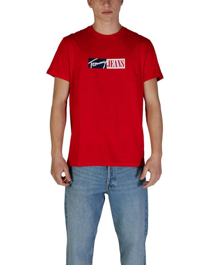 Tommy Hilfiger Jeans Red Cotton Rigenerato T-Shirt