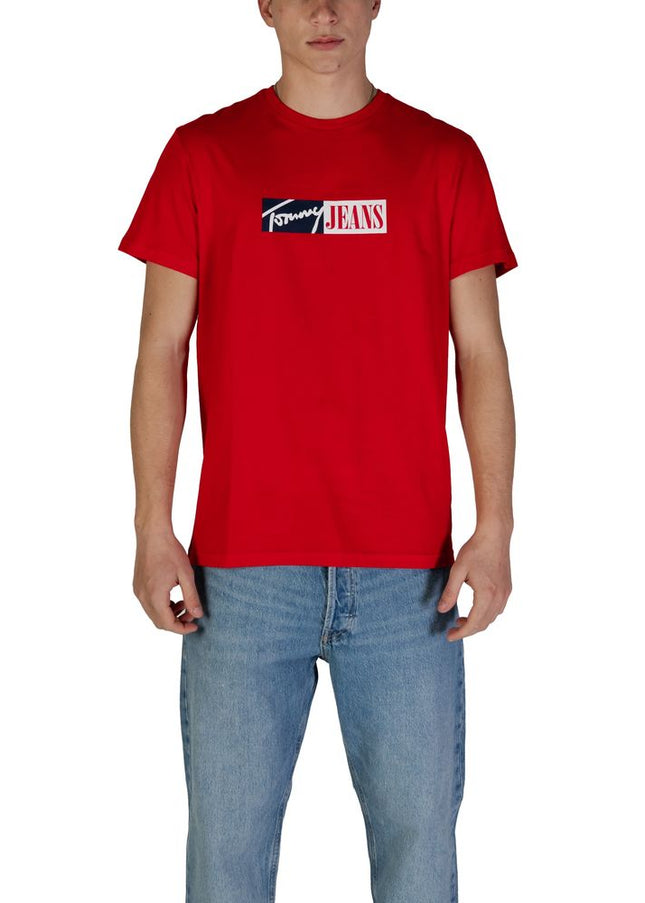 Tommy Hilfiger Jeans Red Cotton Rigenerato T-Shirt