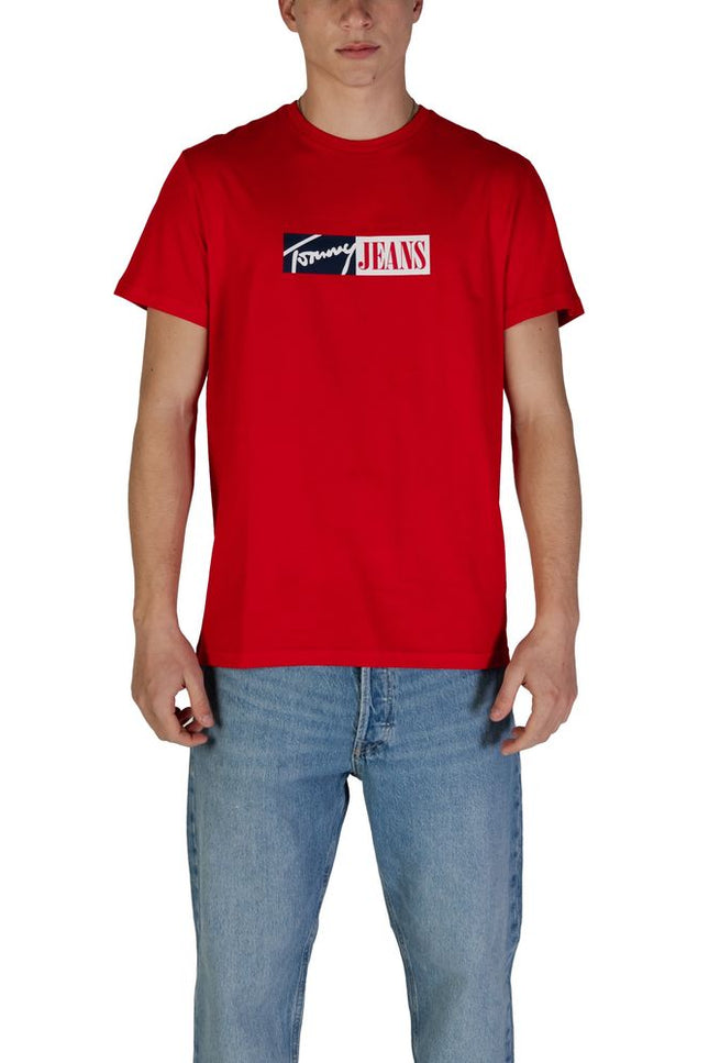 Tommy Hilfiger Jeans Red Cotton Rigenerato T-Shirt