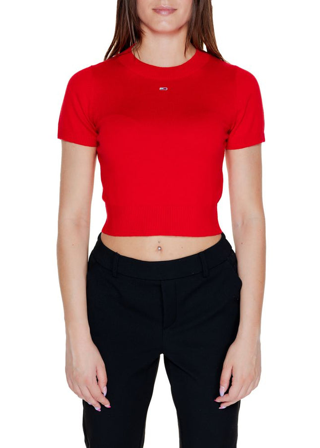 Tommy Hilfiger Jeans Red Organic Cotton Tops & T-Shirt