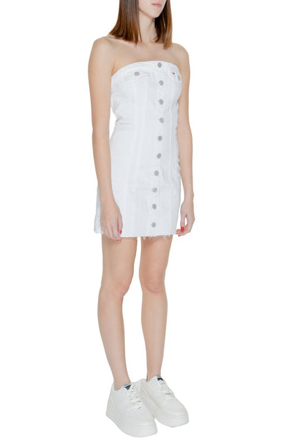 Tommy Hilfiger Jeans White Cotton Rigenerato Dress