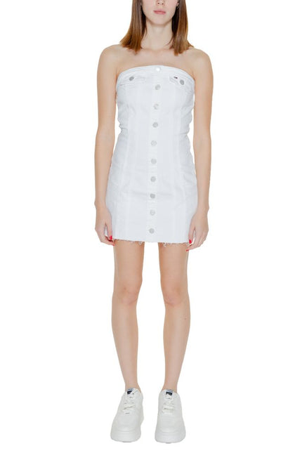 Tommy Hilfiger Jeans White Cotton Rigenerato Dress