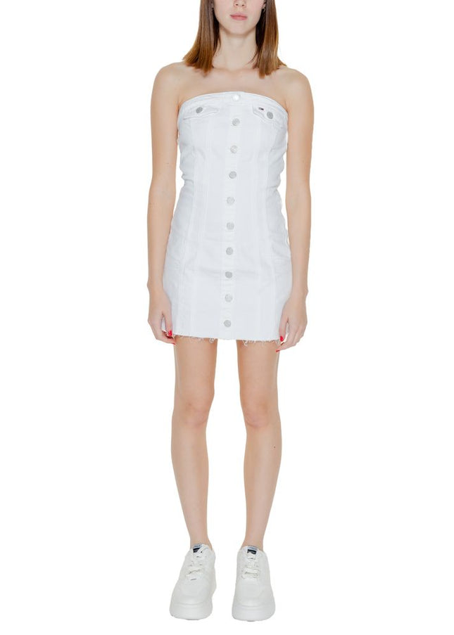 Tommy Hilfiger Jeans White Cotton Rigenerato Dress