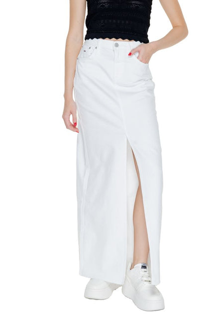 Tommy Hilfiger Jeans White Cotton Rigenerato Skirt