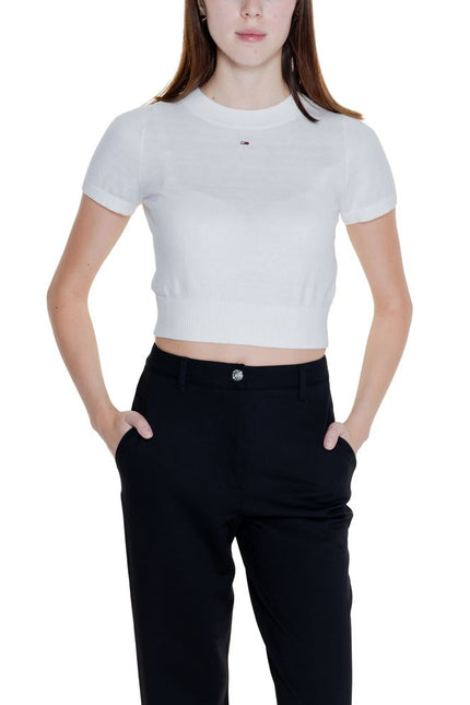 Tommy Hilfiger Jeans White Organic Cotton Tops & T-Shirt