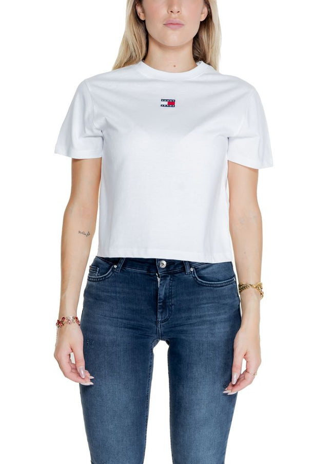 Tommy Hilfiger Jeans White Recycled Cotton Tops & T-Shirt