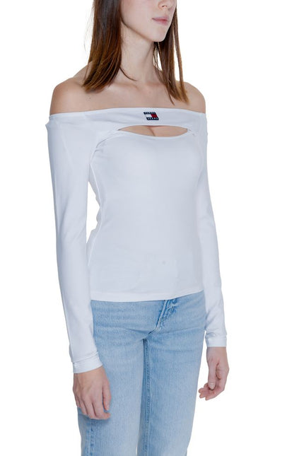 Tommy Hilfiger Jeans White Sustainable Viscose Tops & T-Shirt