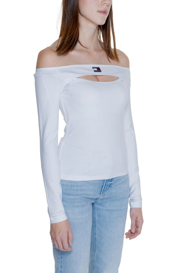 Tommy Hilfiger Jeans White Sustainable Viscose Tops & T-Shirt