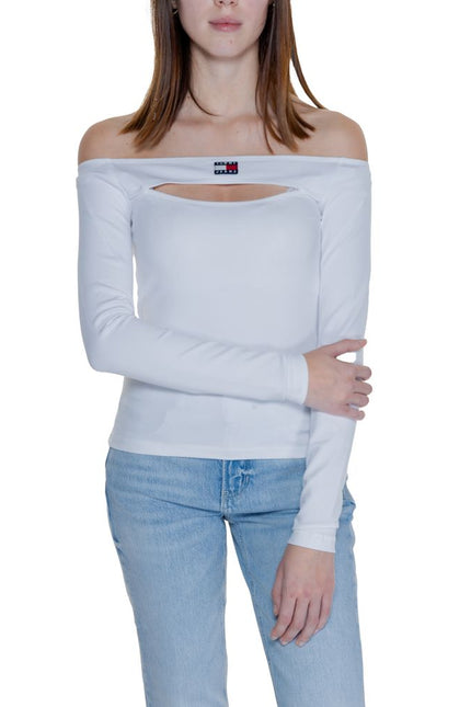 Tommy Hilfiger Jeans White Sustainable Viscose Tops & T-Shirt