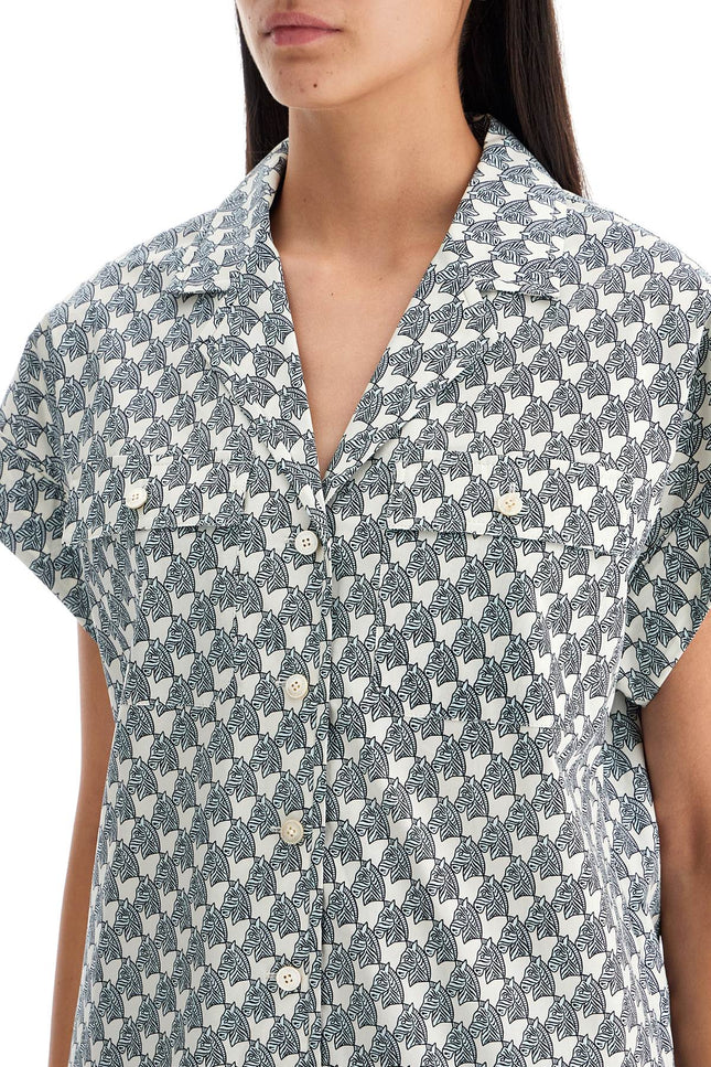 Tory Burch printed poplin camp shirt - Blue