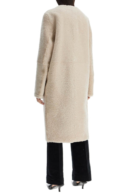 Toteme beige shearling coat with zip