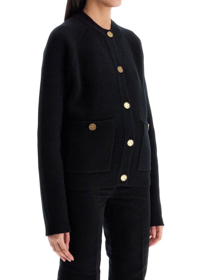 Toteme black rws wool cardigan with golden buttons