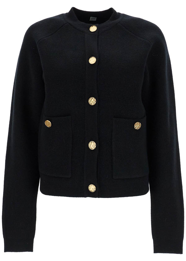 Toteme black rws wool cardigan with golden buttons