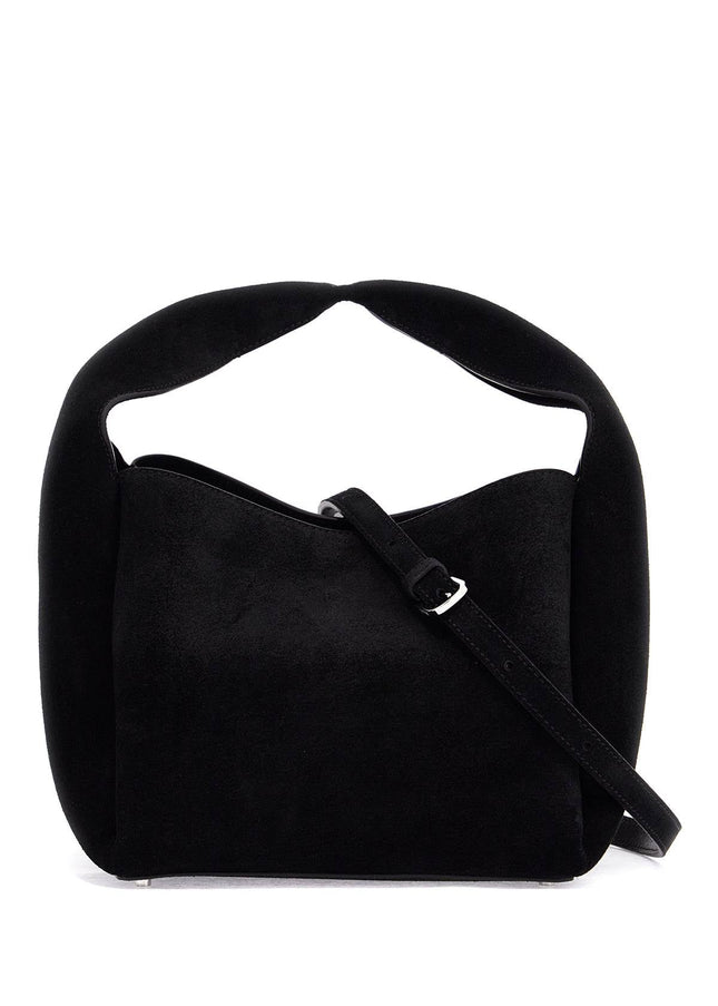 Toteme bucket bag in black calf leather with adjustable shoulder strap