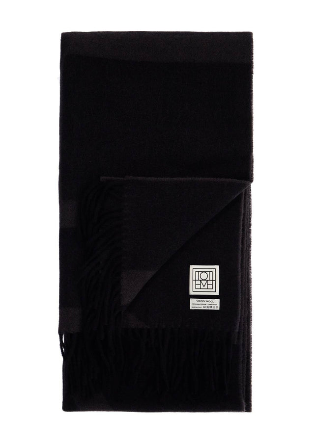 Toteme charcoal grey monogram jacquard wool scarf