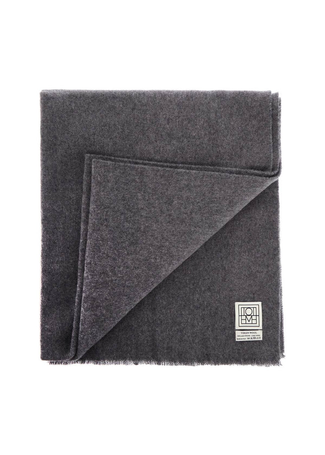 Toteme classic wide scarf in melange grey wool